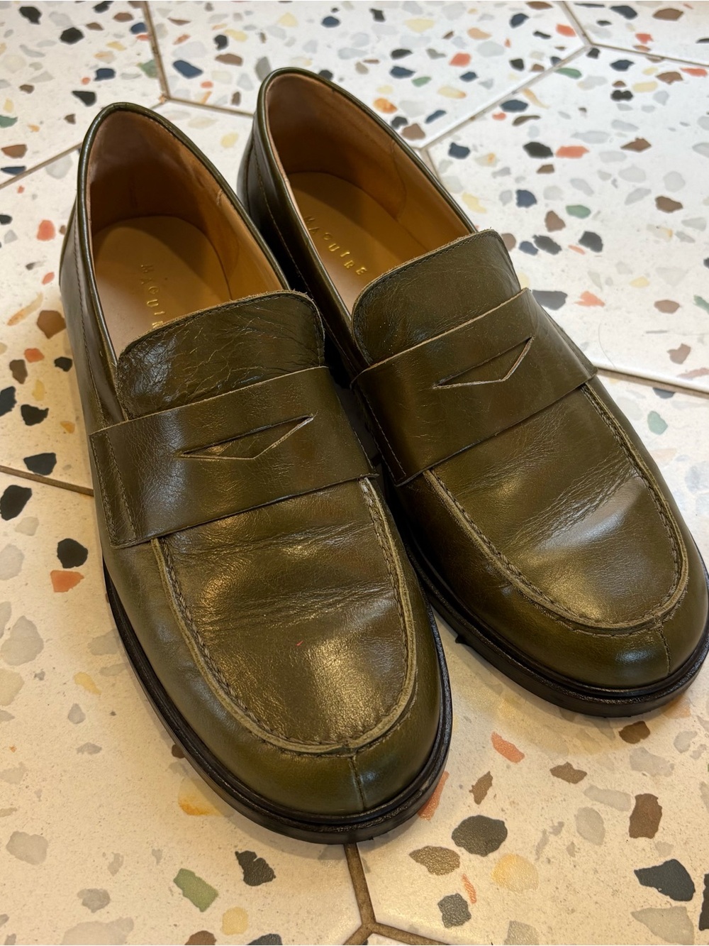 Maguire Olive Leather Penny Loafers